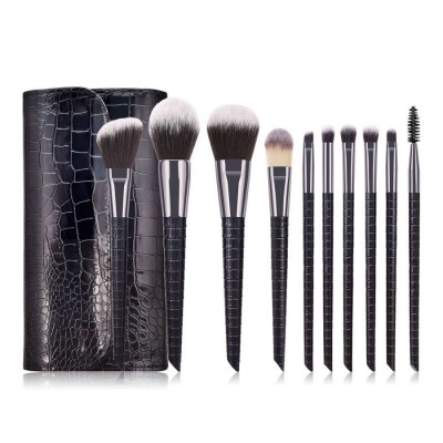 10 PCS Crocodile Pattern Ebeauty Handle Shaving Eye Shadow Mascara Eyelash Custom Logo Professional Makeup Brushes Private Label