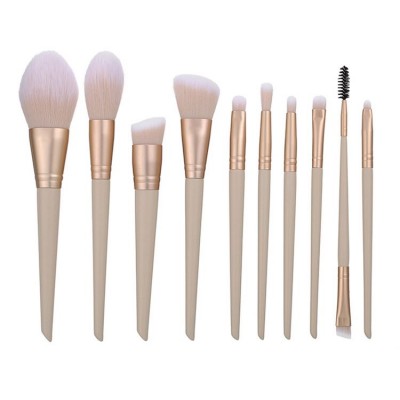 10 PCS Silver Powder Brush Metal Concealer Lip Balm Eye Eyelash Smudge Custom Logo Professional Makeup Brushes Private Label