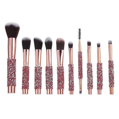 10 pcs diamond handle Concealer Eye Shadow Eye Face Fan Custom Logo Professional Makeup Brushes Private Label